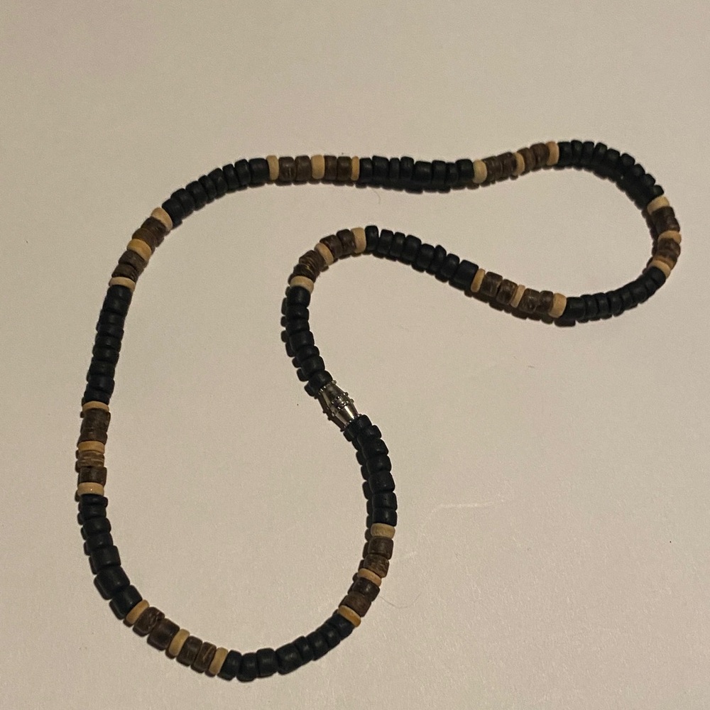 Bohemian unisex Vintage Black and Brown Beaded Necklace
